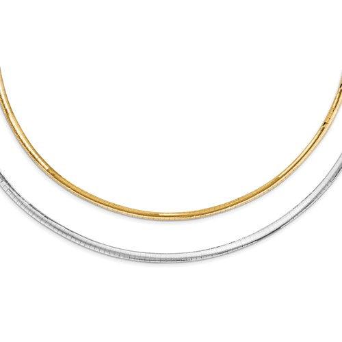 14k 3mm Two-tone Reversible Omega Chain - Seattle Gold Grillz