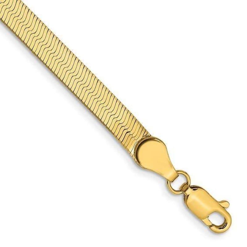 14k 4.0mm Silky Herringbone Bracelet - Seattle Gold Grillz