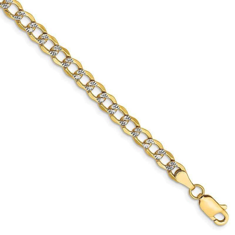 14k 4.3mm Semi-solid Pave Curb Bracelet - Seattle Gold Grillz