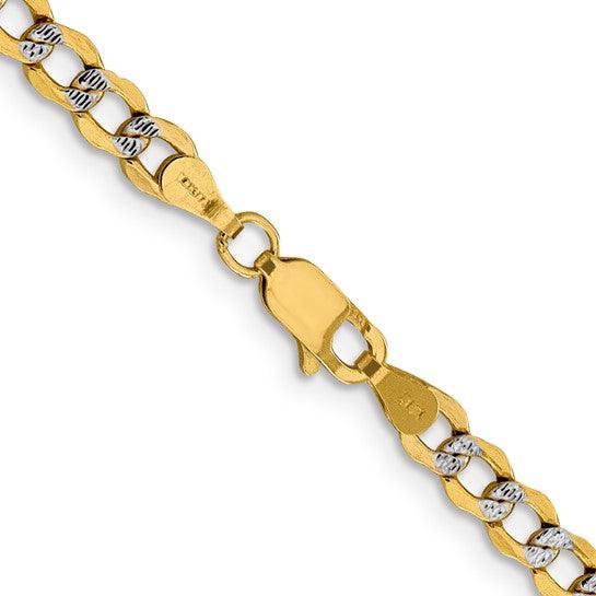 14k 4.3mm Semi-solid Pave Curb Chain - Seattle Gold Grillz