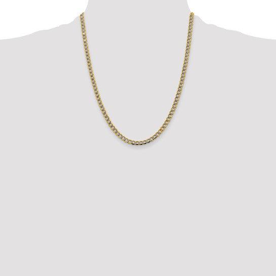 14k 4.3mm Semi-solid Pave Curb Chain - Seattle Gold Grillz