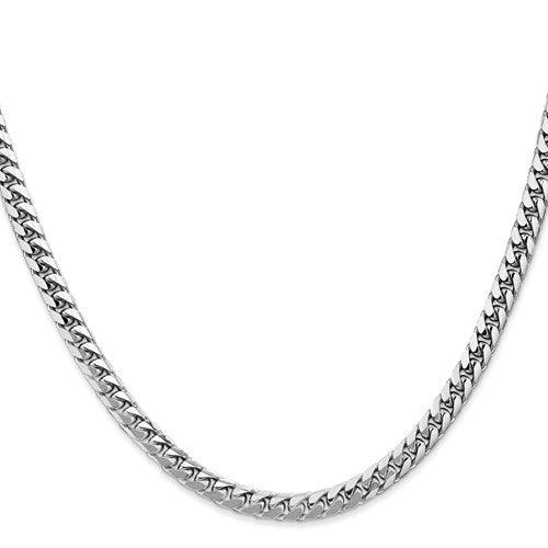 14k 4.3mm Solid White Gold Miami Cuban Link Chain - Seattle Gold Grillz