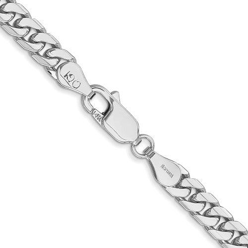 14k 4.3mm Solid White Gold Miami Cuban Link Chain - Seattle Gold Grillz