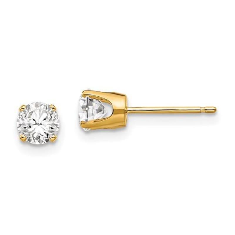 14k 4.5mm CZ stud earrings - Seattle Gold Grillz
