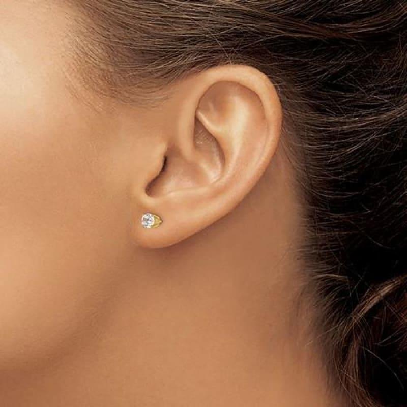 14k 4.5mm CZ stud earrings - Seattle Gold Grillz