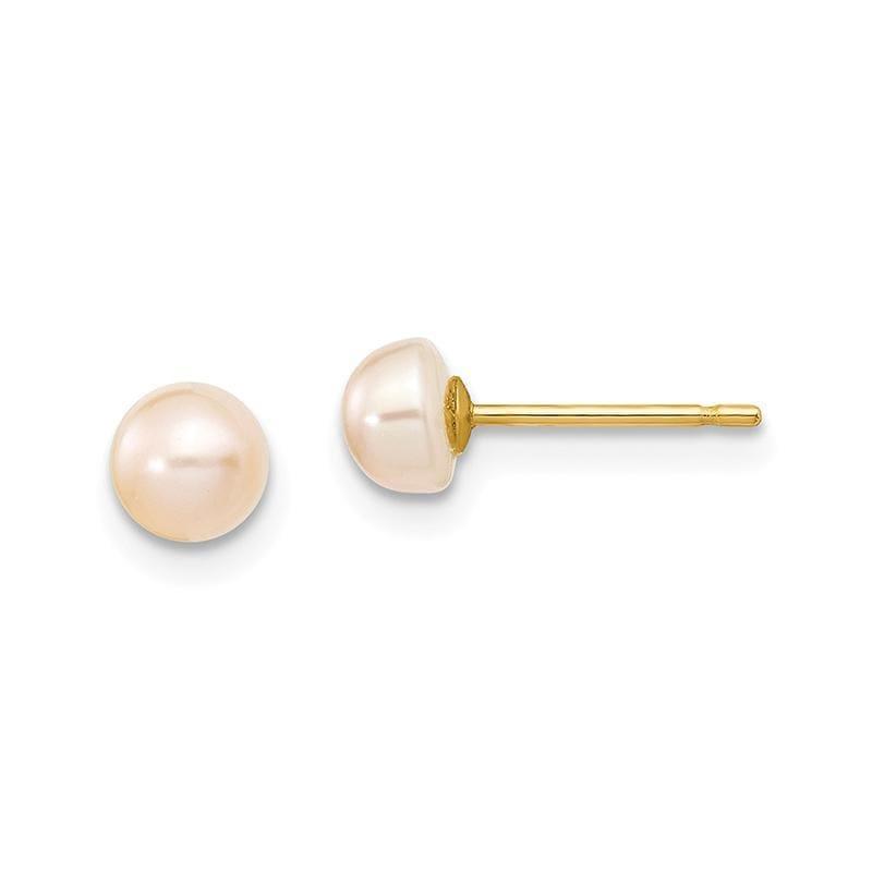 14K 4-5mm Pink Freshwater Cultured Button Pearl Stud Earrings - Seattle Gold Grillz