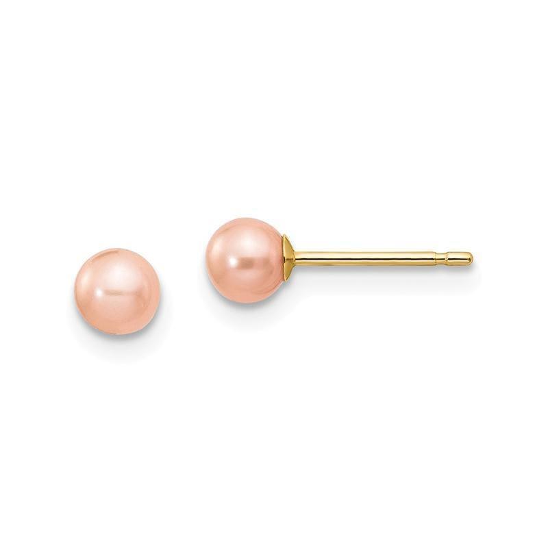 14k 4-5mm Pink Round Freshwater Cultured Pearl Stud Earrings - Seattle Gold Grillz