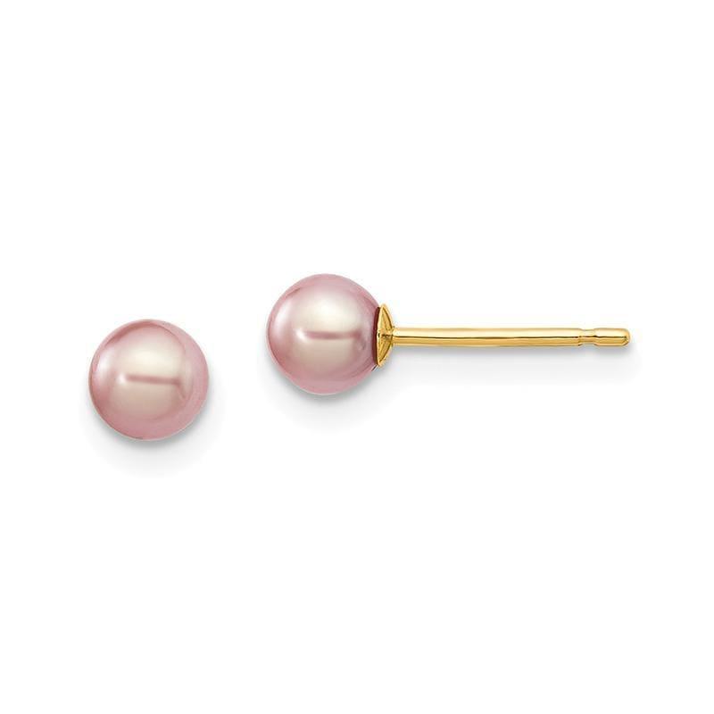 14k 4-5mm Purple Round Freshwater Cultured Pearl Stud Earrings - Seattle Gold Grillz