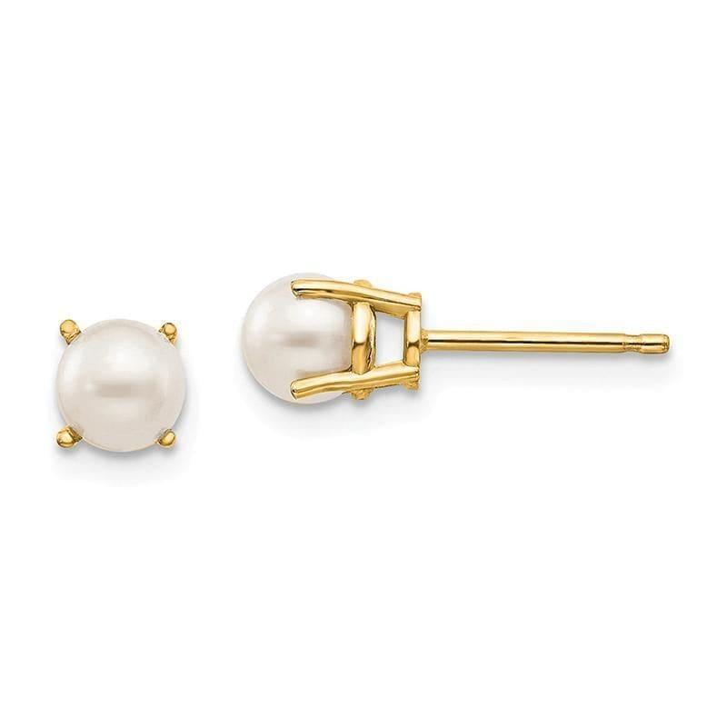 14k 4.5mm Round June-FW Cultured Pearl Post Earrings - Seattle Gold Grillz