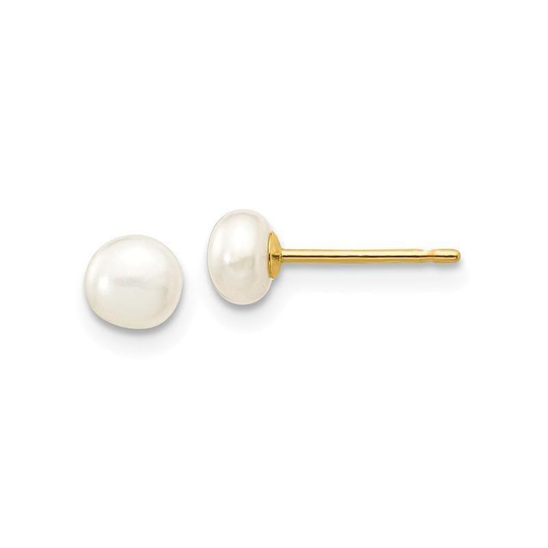 14k 4-5mm White Button FreshwaterCultured Pearl Stud Earrings - Seattle Gold Grillz