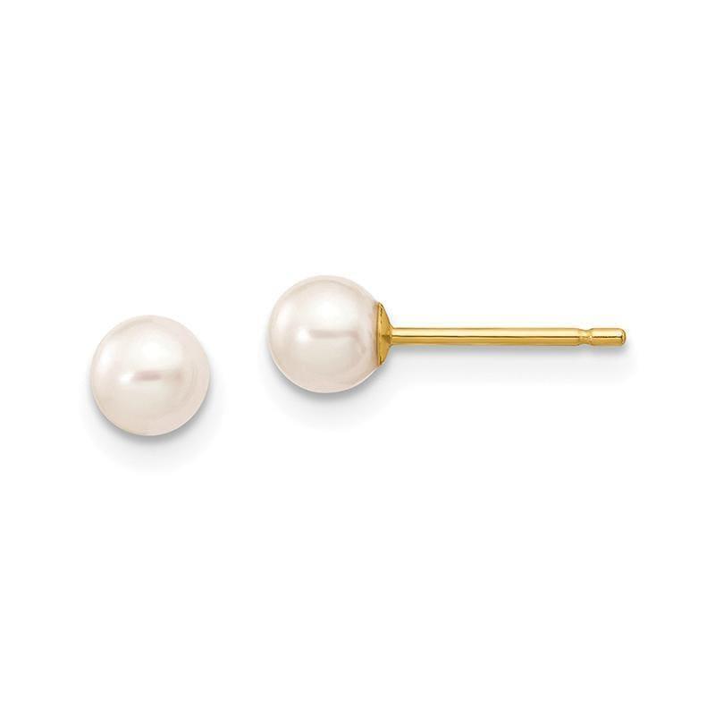 14k 4-5mm White Round Freshwater Cultured Pearl Stud Earrings - Seattle Gold Grillz