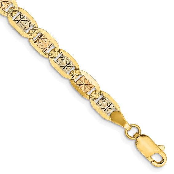 14k 4.65mm Tri-color Pave Valentino Bracelet - Seattle Gold Grillz