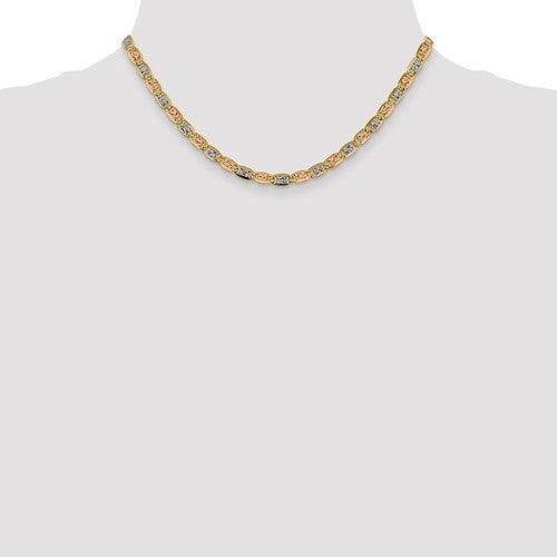 14k 4.65mm Tri-color Pave Valentino Chain - Seattle Gold Grillz