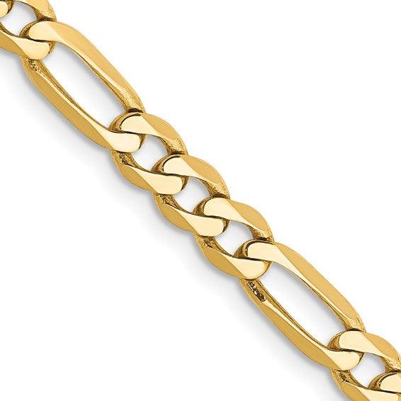 14k 4.75mm Flat Figaro Chain - Seattle Gold Grillz