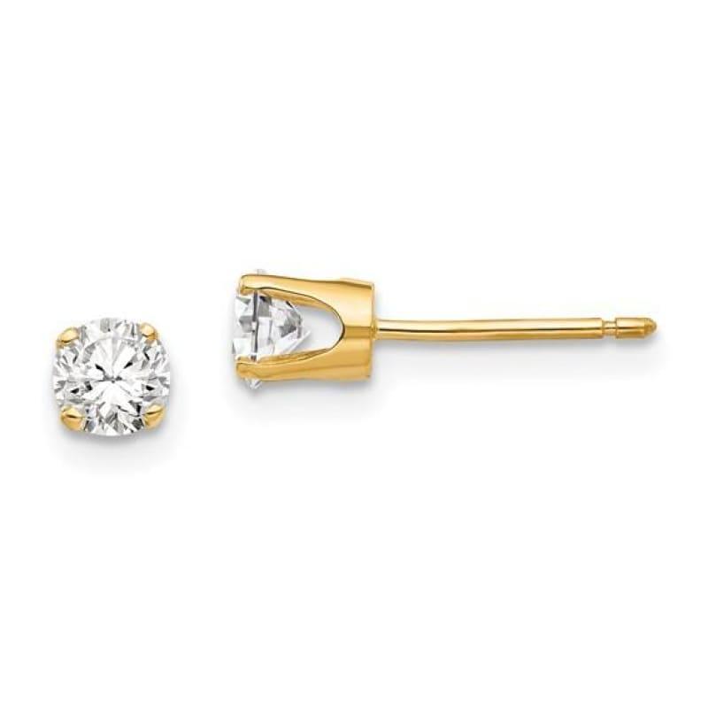 14k 4mm CZ stud earrings - Seattle Gold Grillz