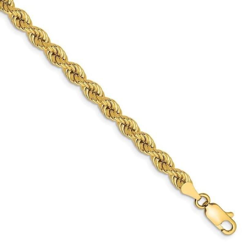 14k 4mm Handmade Regular Rope Bracelet - Seattle Gold Grillz