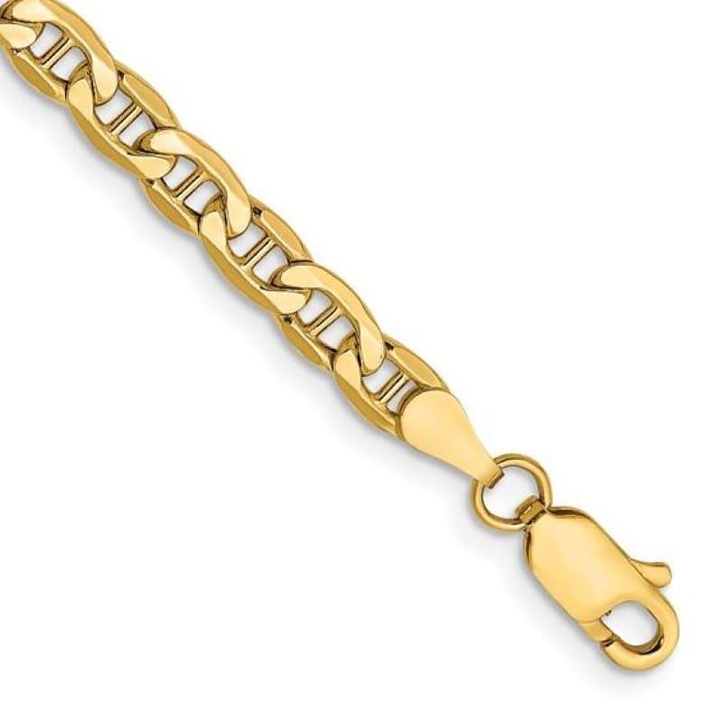 14k 4mm Semi-Solid Anchor Bracelet - Seattle Gold Grillz