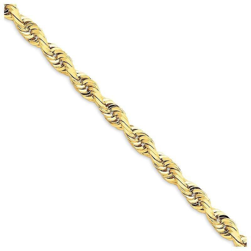 14k 5.0mm D-C Quadruple Rope Bracelet. Weight: 14.36, Length: 8", Width: 5 - Seattle Gold Grillz