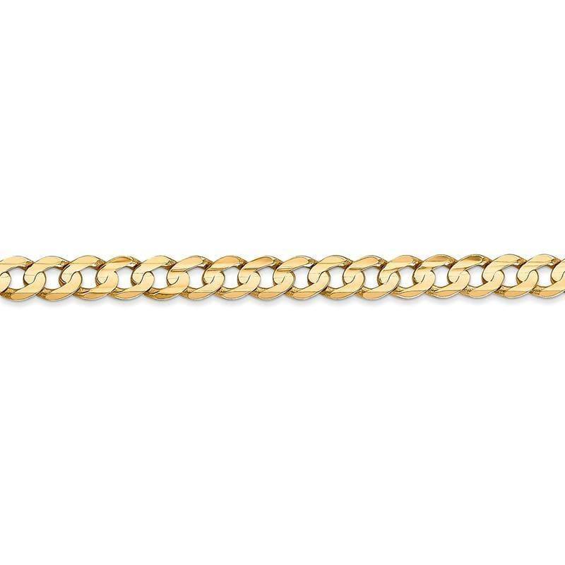 14K 7 inch 5.25mm Open Concave Curb with Lobster Clasp Bracelet