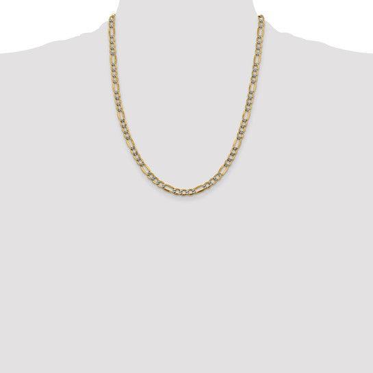 14k 5.25mm Semi-solid Pave Figaro Chain - Seattle Gold Grillz