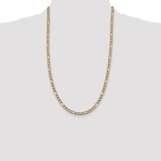 14k 5.25mm Semi-solid Pave Figaro Chain - Seattle Gold Grillz