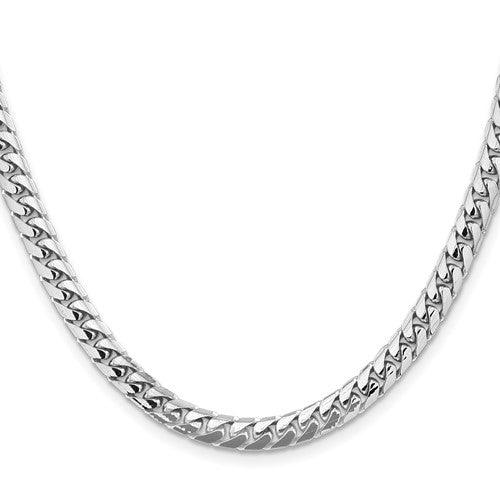 14k 5.5mm Solid White Gold Miami Cuban Link Chain - Seattle Gold Grillz