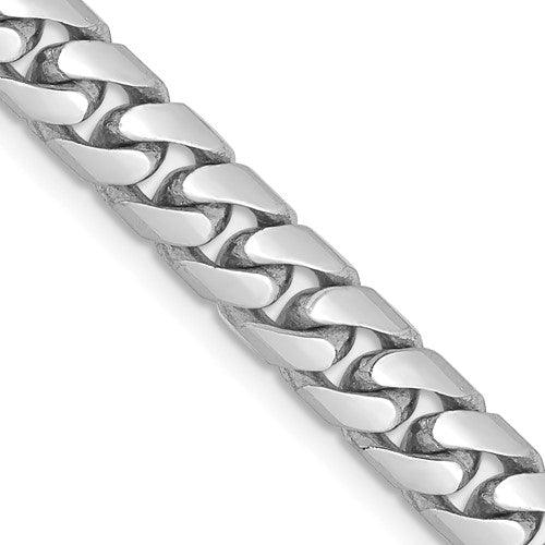 14k 5.5mm Solid White Gold Miami Cuban Link Chain - Seattle Gold Grillz