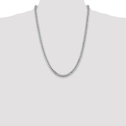 14k 5.5mm Solid White Gold Miami Cuban Link Chain - Seattle Gold Grillz