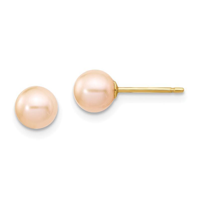 14k 5-6mm Pink Round FW Cultured Pearl Stud Earrings - Seattle Gold Grillz