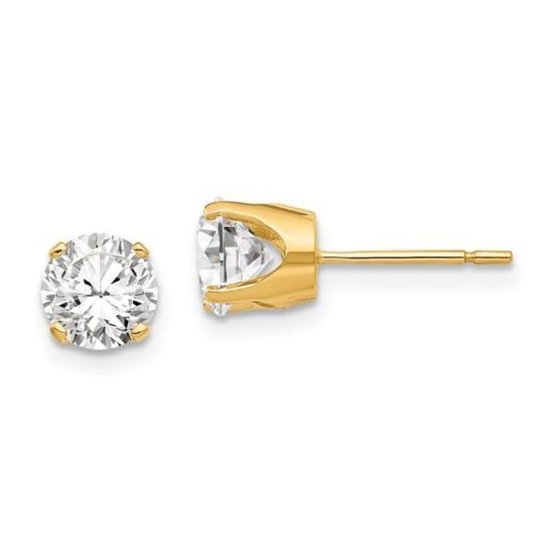 14k 5.75mm CZ stud earrings - Seattle Gold Grillz