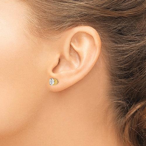 14k 5.75mm Round Stud Earring Mounting w-backs - Seattle Gold Grillz