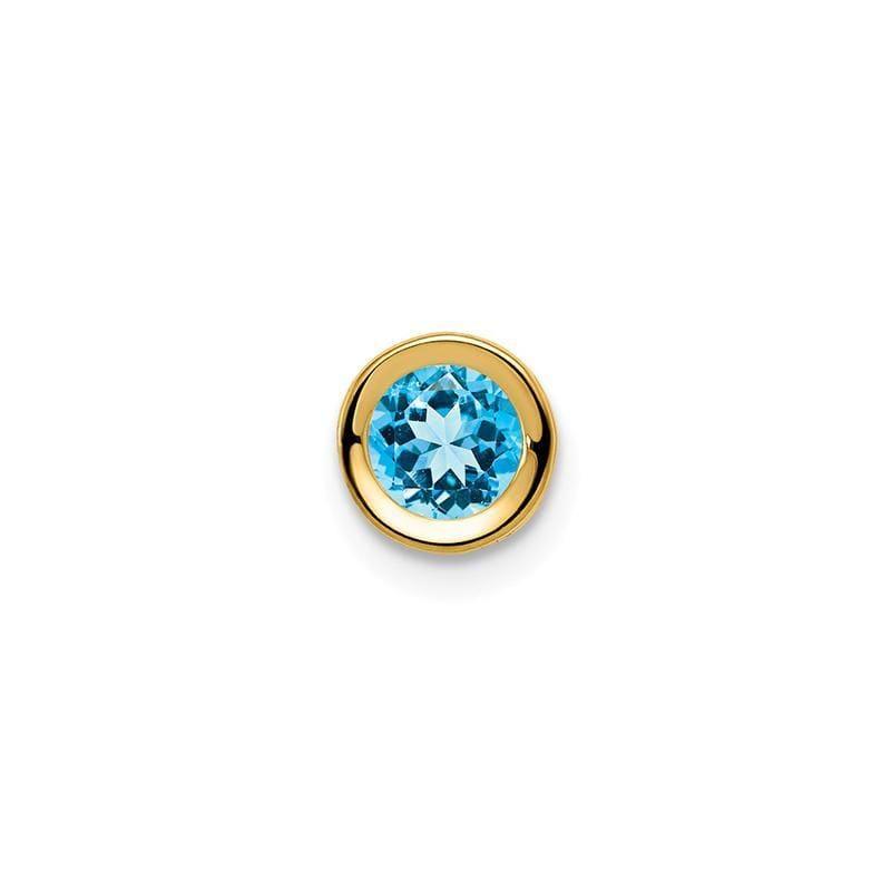 14k 5mm Blue Topaz bezel pendant - Seattle Gold Grillz