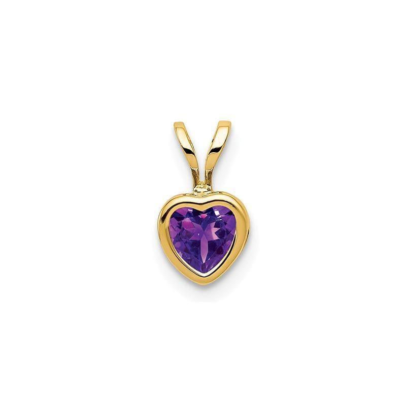 14k 5mm Heart Amethyst bezel pendant - Seattle Gold Grillz
