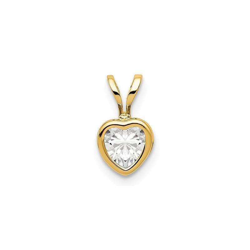 14k 5mm Heart Cubic Zirconia bezel pendant - Seattle Gold Grillz