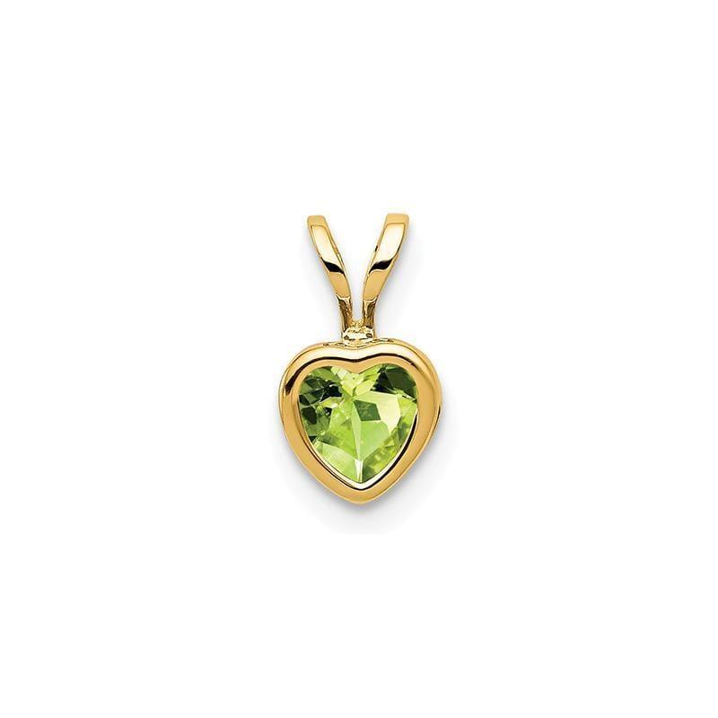 14k 5mm Heart Peridot Bezel Pendant - Seattle Gold Grillz