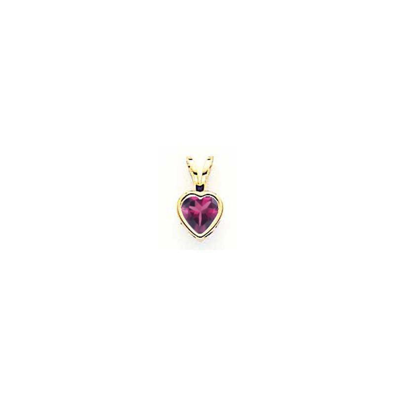 14k 5mm Heart Rhodolite Garnet bezel pendant - Seattle Gold Grillz