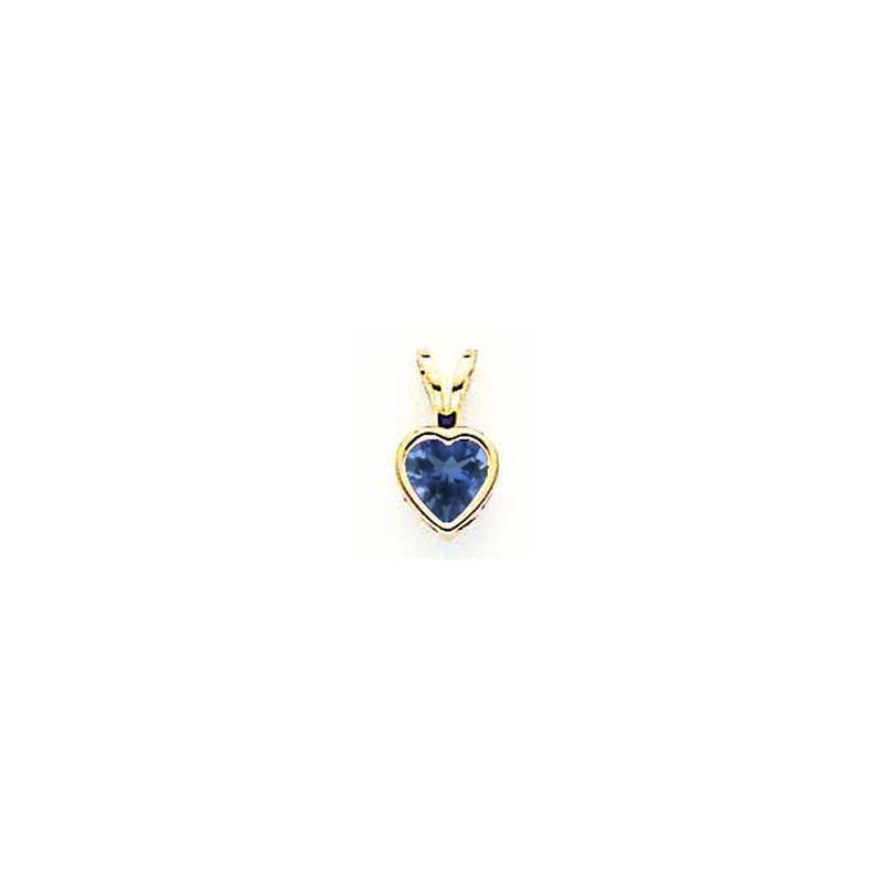 14k 5mm Heart Sapphire bezel pendant - Seattle Gold Grillz