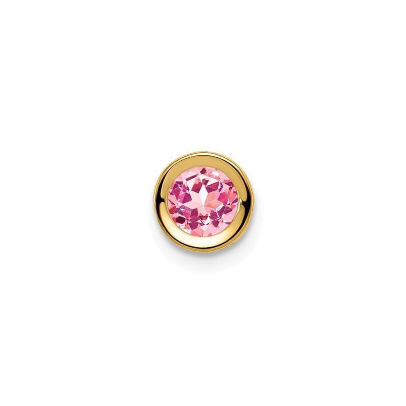14k 5mm Pink Tourmaline bezel pendant - Seattle Gold Grillz