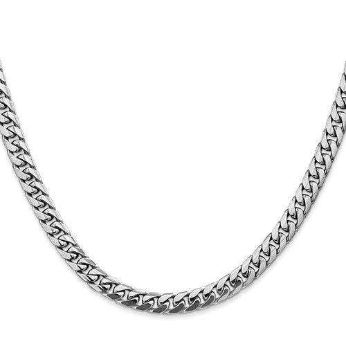 14k 5mm Solid White Gold Miami Cuban Link Chain - Seattle Gold Grillz