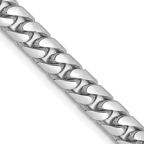 14k 5mm Solid White Gold Miami Cuban Link Chain - Seattle Gold Grillz