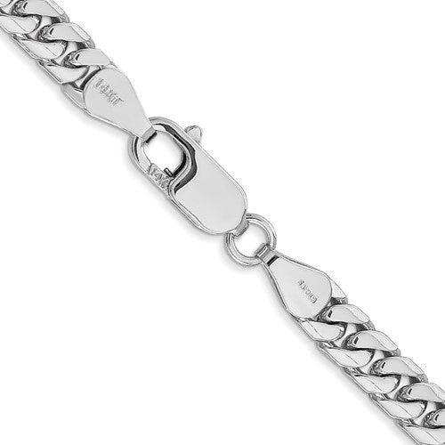 14k 5mm Solid White Gold Miami Cuban Link Chain - Seattle Gold Grillz