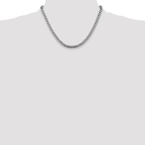 14k 5mm Solid White Gold Miami Cuban Link Chain - Seattle Gold Grillz