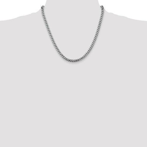 14k 5mm Solid White Gold Miami Cuban Link Chain - Seattle Gold Grillz