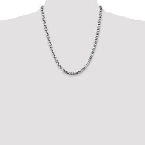 14k 5mm Solid White Gold Miami Cuban Link Chain - Seattle Gold Grillz