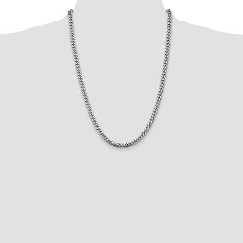 14k 5mm Solid White Gold Miami Cuban Link Chain - Seattle Gold Grillz