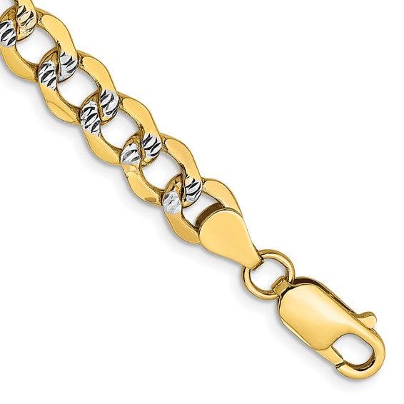 14k 6.75mm Semi-solid Pave Curb Bracelet - Seattle Gold Grillz