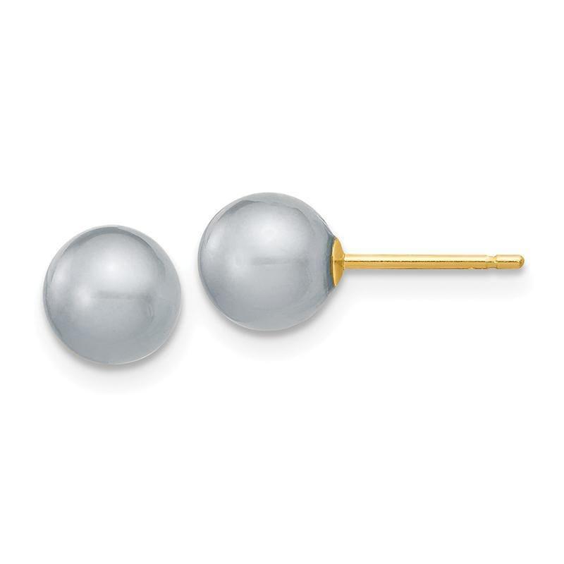 14k 6-7mm Grey Round FW Cultured Pearl Stud Earrings - Seattle Gold Grillz