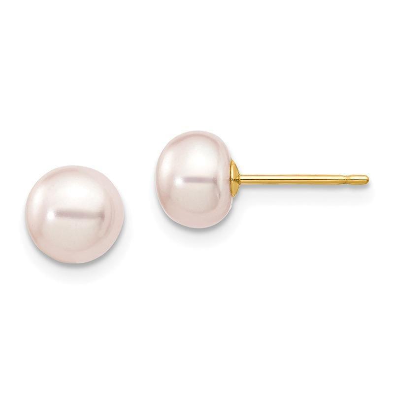 14k 6-7mm Purple Button FW Cultured Pearl Stud Earrings - Seattle Gold Grillz