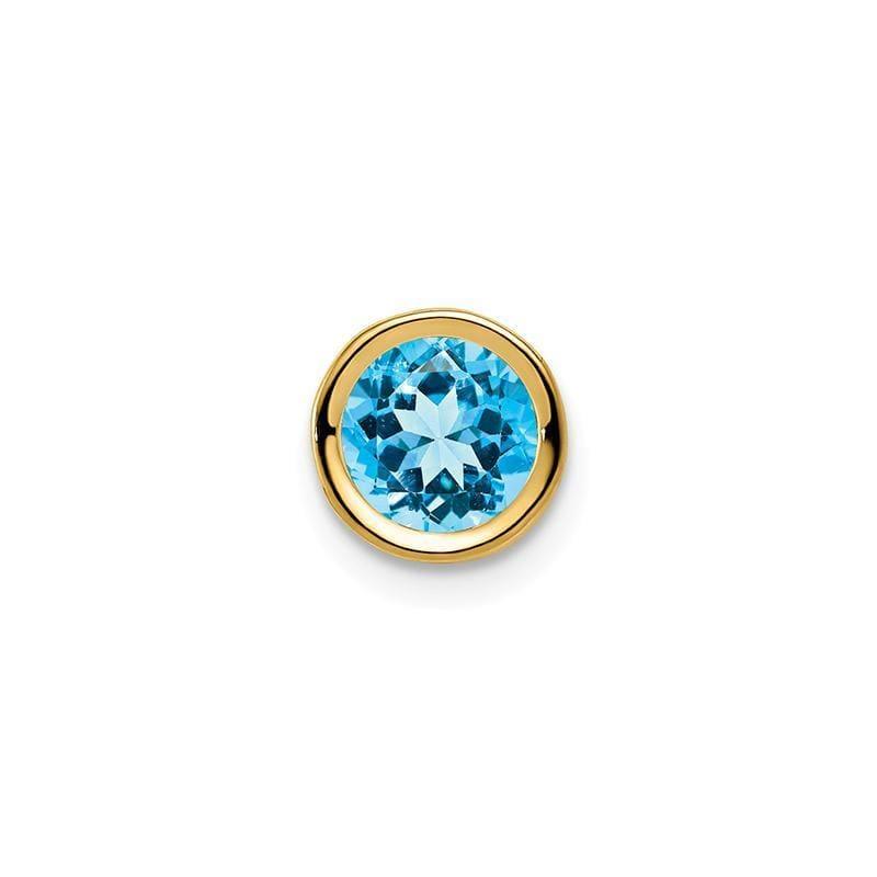 14k 6mm Blue Topaz bezel pendant - Seattle Gold Grillz