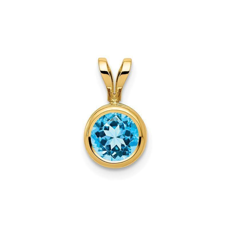 14k 6mm Blue Topaz Checker bezel pendant - Seattle Gold Grillz